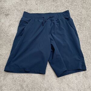 Athletic Works Dri-Works Active Shorts Womens Small Navy Blue Zip Pocket Stretch